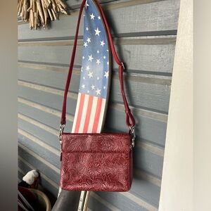 Gun Tote’n Mamas Red Tooled Leather Bag